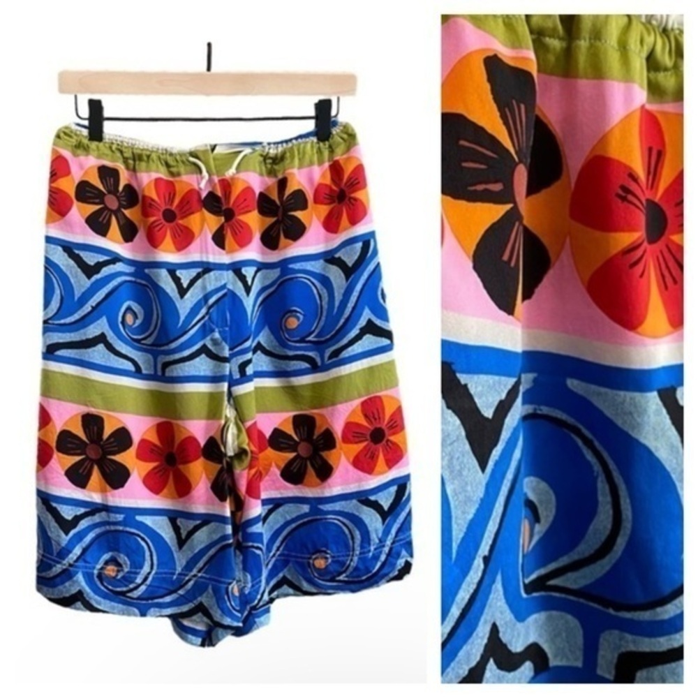 Gene Ewing Vintage Retro 80’s 90’s Funky Colorful Silk Satin Shorts Small